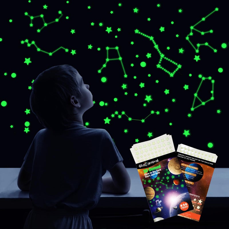 GLOCARNIVAL Glow Dots Star and Moon,Glow in The Dark Stars Wall Stickers, 252 Dots in 3 Sizes for Ceiling/Walls,Perfect for Kids Birthday Gift, Beautiful Wall Decals for Any Room, Bright and Realistic - Image 2